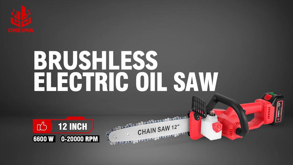 ONEVAN 12-дюймовая бесщеточная электрическая цепная пила аккумуляторная 6600 Вт аккумуляторная пила садовые электроинструменты для Makita 18 В аккумулятор