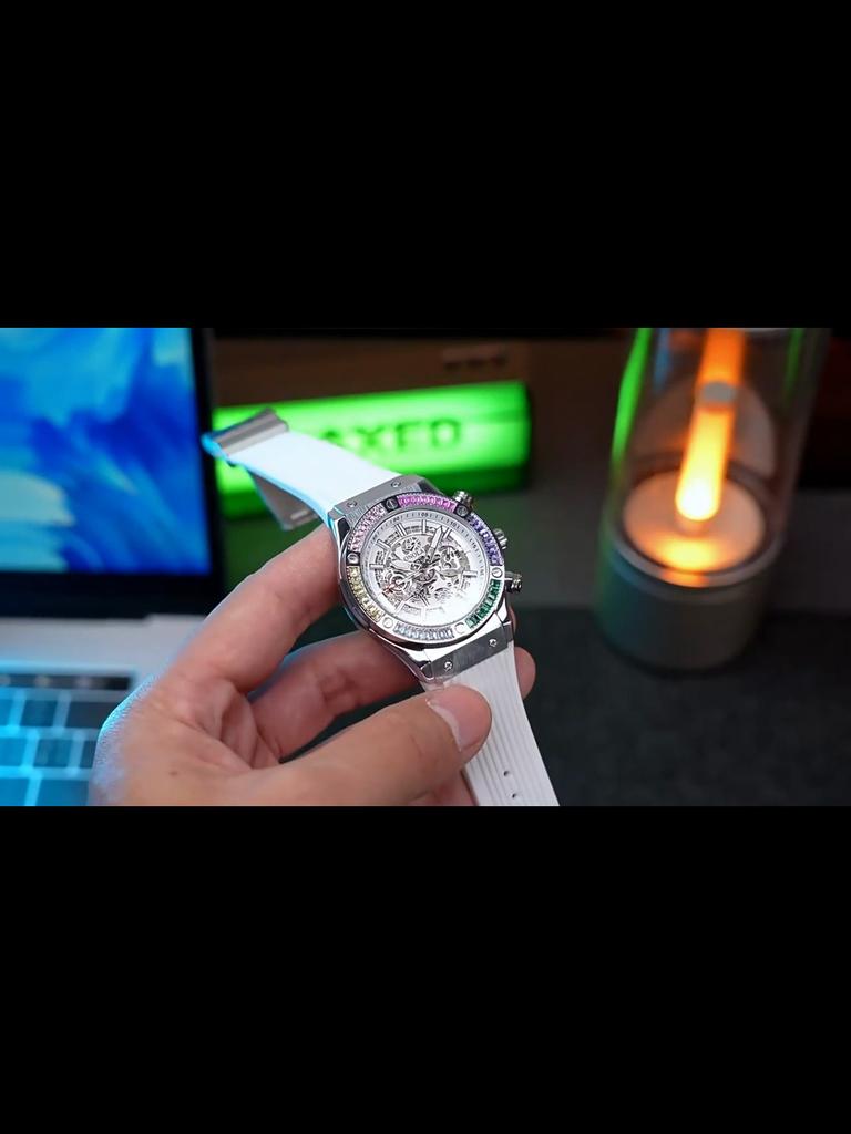 Classic Luxury Watch for Menes Multifunction Sports Waterproof Luminous Casual Clock Men Automatic Mechanical Skeleton Watches Rainbow Diamond