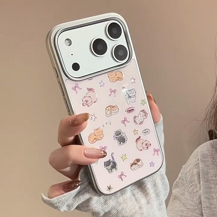 Очаровательный дизайн кошки с золотым покрытием, подходит для IPhone 17 Pro Max и IPhone 16, доступны различные модели