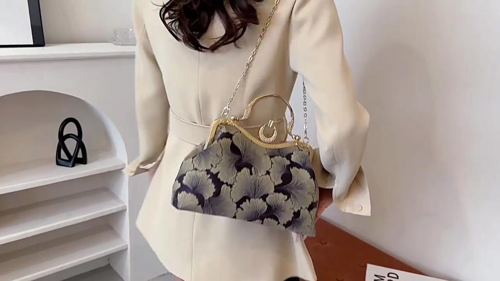 Floral Print Small Tote 2024 Designer Luxury Women Green Handbags Party Clutch Female Dinner Chain Shoulder Bags Messenger Bags