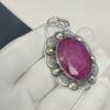 Dainty Kashmir Ruby Gemstone Silver Pendant In 925 Sterling Silver- Handmade Design, Everyday Wear Jewelry, Unique Pendant Wadding Gifts