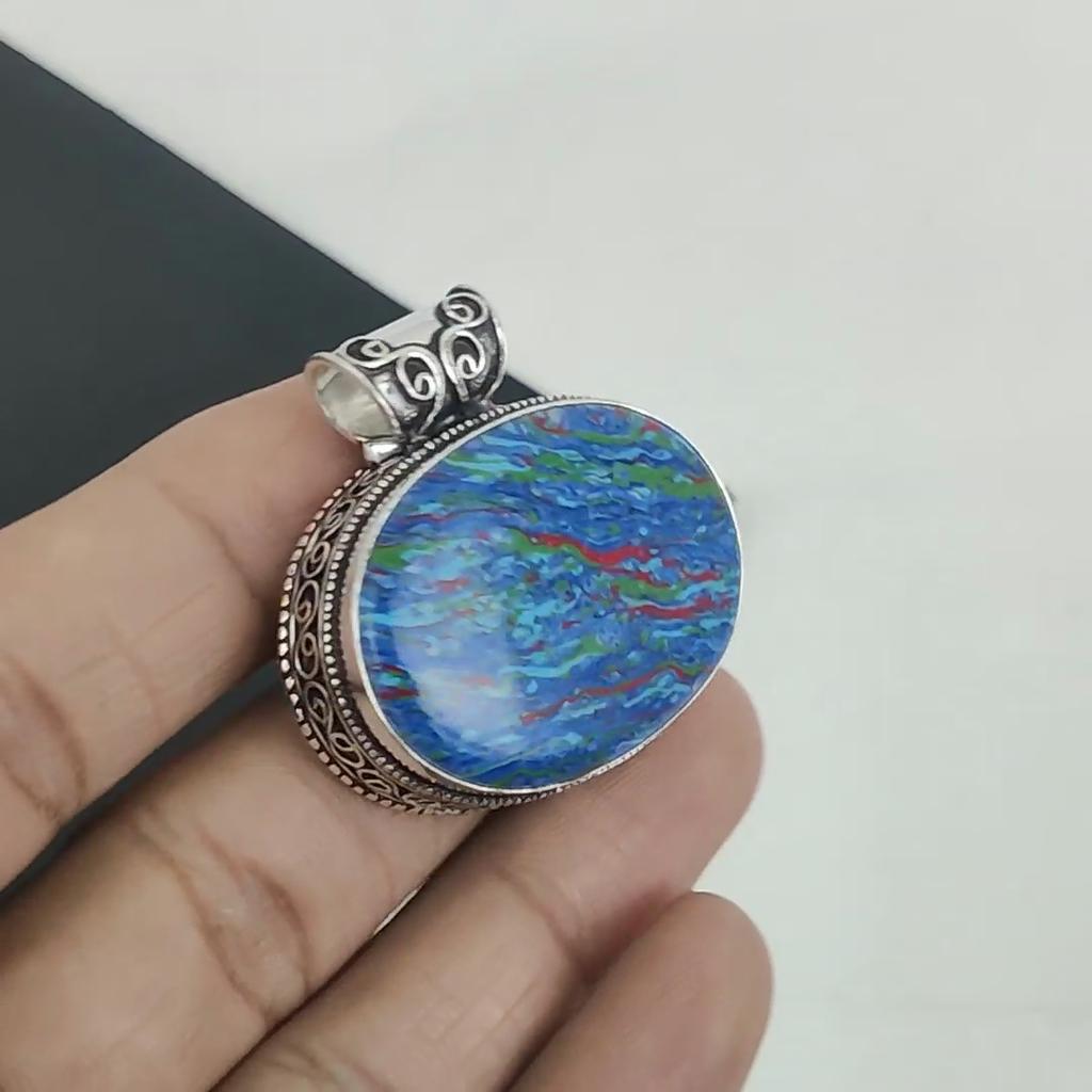 Серебряный кулон с натуральным радужным драгоценным камнем Clacilika из стерлингового серебра 925 пробы — овальный дизайн ручной работы, повседневное украшение, подарок на День матери