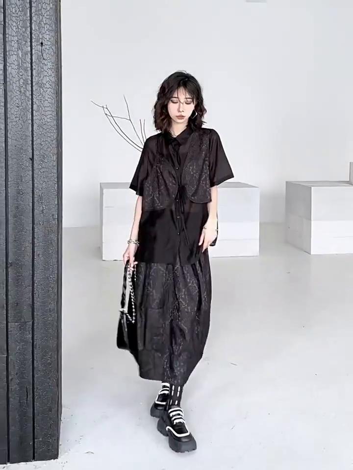 Xitao Комплект однотонной юбки, женский свободный комплект из двух частей для похудения LYD1849