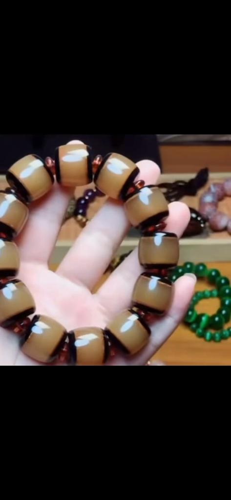 20mm Natural Agate Chalcedony Inlaid Beaded Bracelet Chinese Style Handmade Unisex Jewelry Gift