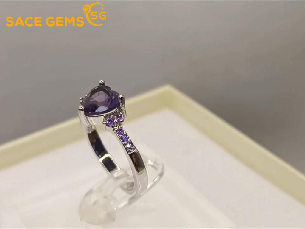 Sace Gems Классическое кольцо из медного сплава с фиолетовым цирконом, женские ювелирные изделия, свадебный подарок, вечеринка