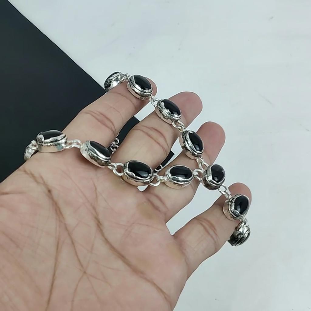 Beautiful Black Onyx Gemstone Handmade 925 Sterling Silver Necklace, Black Onyx Silver Necklace For Wife, Unisex Necklace, Birthday Gift