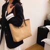Large Woven Rattan Shoulder Bag Featuring Inner Pockets For Street Style