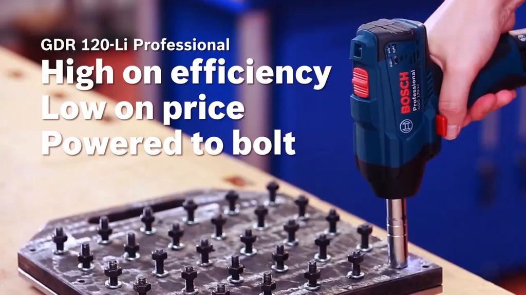 Bosch GDR 120-LI Электрическая отвертка Беспроводная ударная отвертка 12 В Перезаряжаемая дрель-шуруповерт Макс. крутящий момент 100 Нм 2 батареи