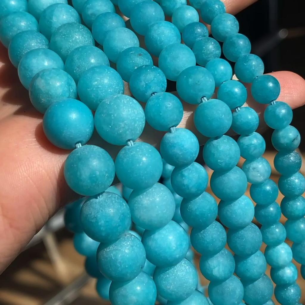 Синие бусины из натурального камня амазонита, матовый нефрит, круглые свободные бусины-разделители для изготовления ювелирных изделий, браслет, ожерелье, 6 мм, 8 мм, 10 мм