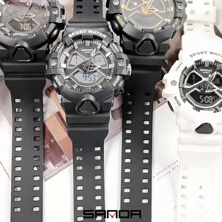 SANDA New Electronic Watch Multifunctional Outdoor Sports Waterproof Men's Watch Simple Creative Watch