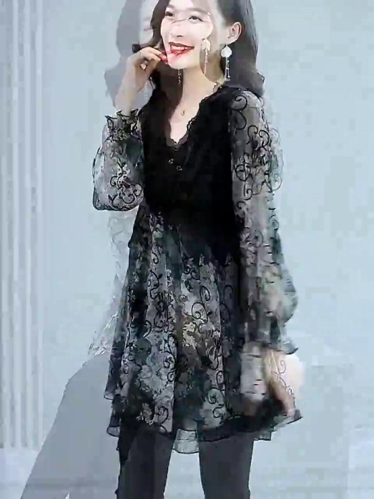 Модная шифоновая рубашка больших размеров, женская блузка с V-образным вырезом в стиле пэчворк на весну/осень