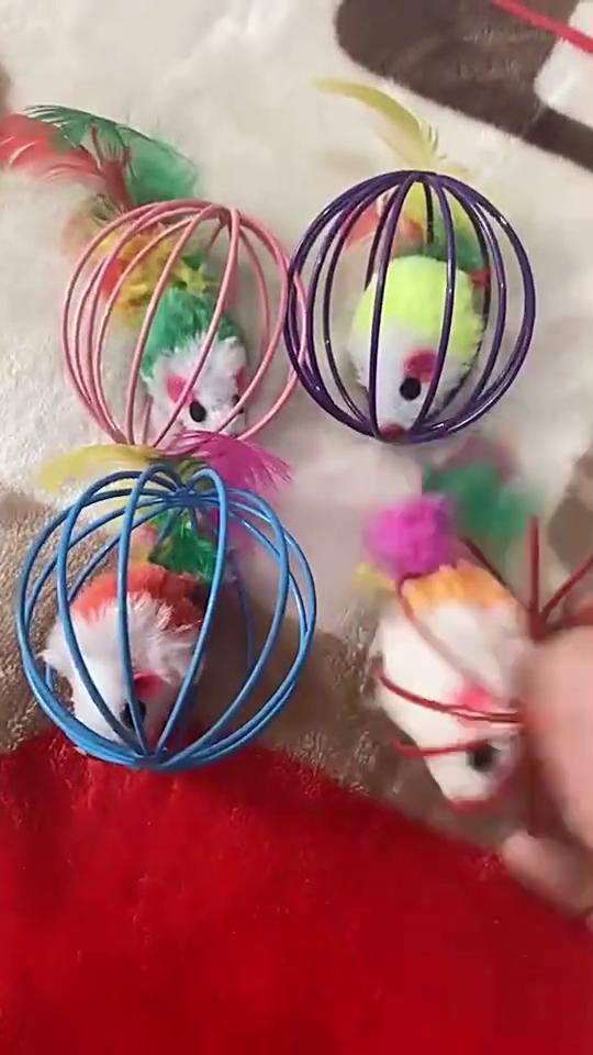 Мышь в клетке Мышь в клетке Железный шар Плюшевая мышь Игрушка для кошки