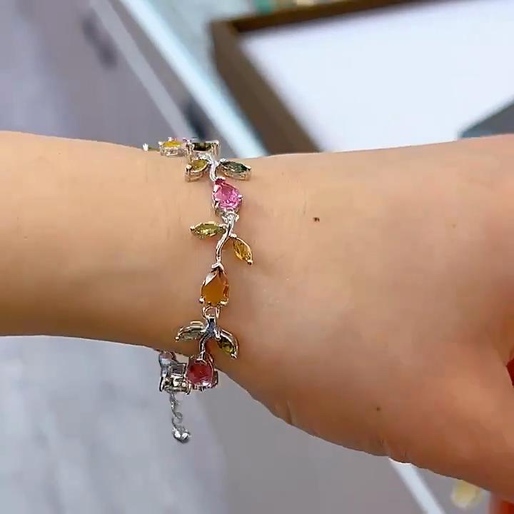 Sace Gems Браслеты из стерлингового серебра 925 пробы с натуральным турмалином 5*7 мм для женщин, для помолвки, коктейльной вечеринки, изысканные ювелирные изделия