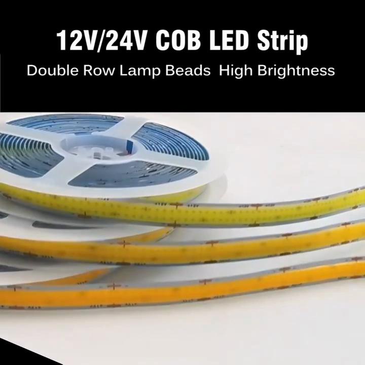COB LED Lights Strip DC12V/24V High Brightness Flexible FOB LED Tape Double Row 624LEDs/m RA90 3000K 4000K 6000K Dimmable Strip