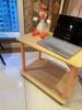 Sofa Table 360 Degree Swivel Solid Wood Legs Easy Assembly Side 2 Tier Open Shelf Small Tea Cabinet