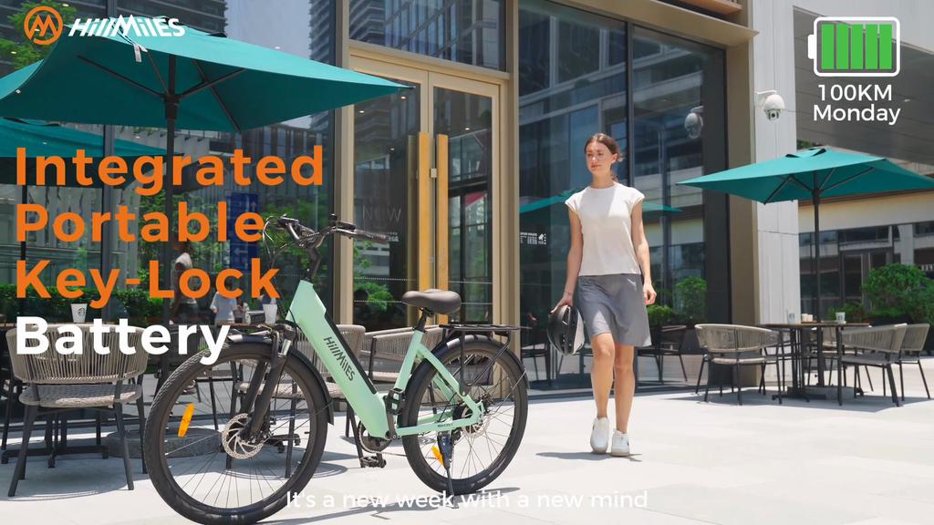 HillMiles MileCity 1, 26" Step-Through Electric Bike, 250W Motor, 36V 13Ah Battery, 25 KM/H, 7 Speed, Perfect for Urban Commuting