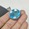Swiss Blue Topaz Gemstone Silver Pendant In 925 Sterling Silver- Handmade Design, Everyday Wear Jewelry, Unique Swiss Blue Topaz Pendant Gifts