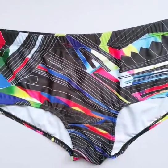 Мужские плавки, модные шорты бикини с принтом и съемной подушечкой, купальник