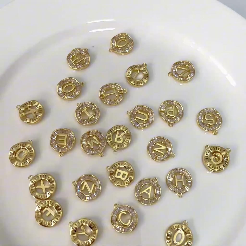 Copper Zirconium Inlaid 26 Letter Pendant For DIY Jewelry Making Craft Accessories