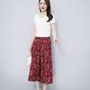 Summer Wide Leg Pants Women Plus Size Loose Vintage Print High Waist Oversize Pants Middle-aged Women's Clothing