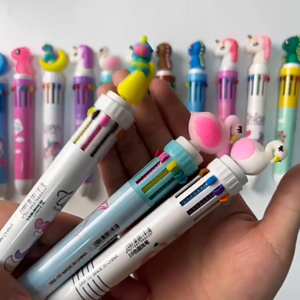 10 Colors In 1 Presse Cartoon Unicorn Gel Pen Colorful 0.5mm Ballpoint Pens for Student Stationery
