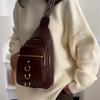 Женская сумка-ретро на грудь, однотонная сумка через плечо, поясная сумка