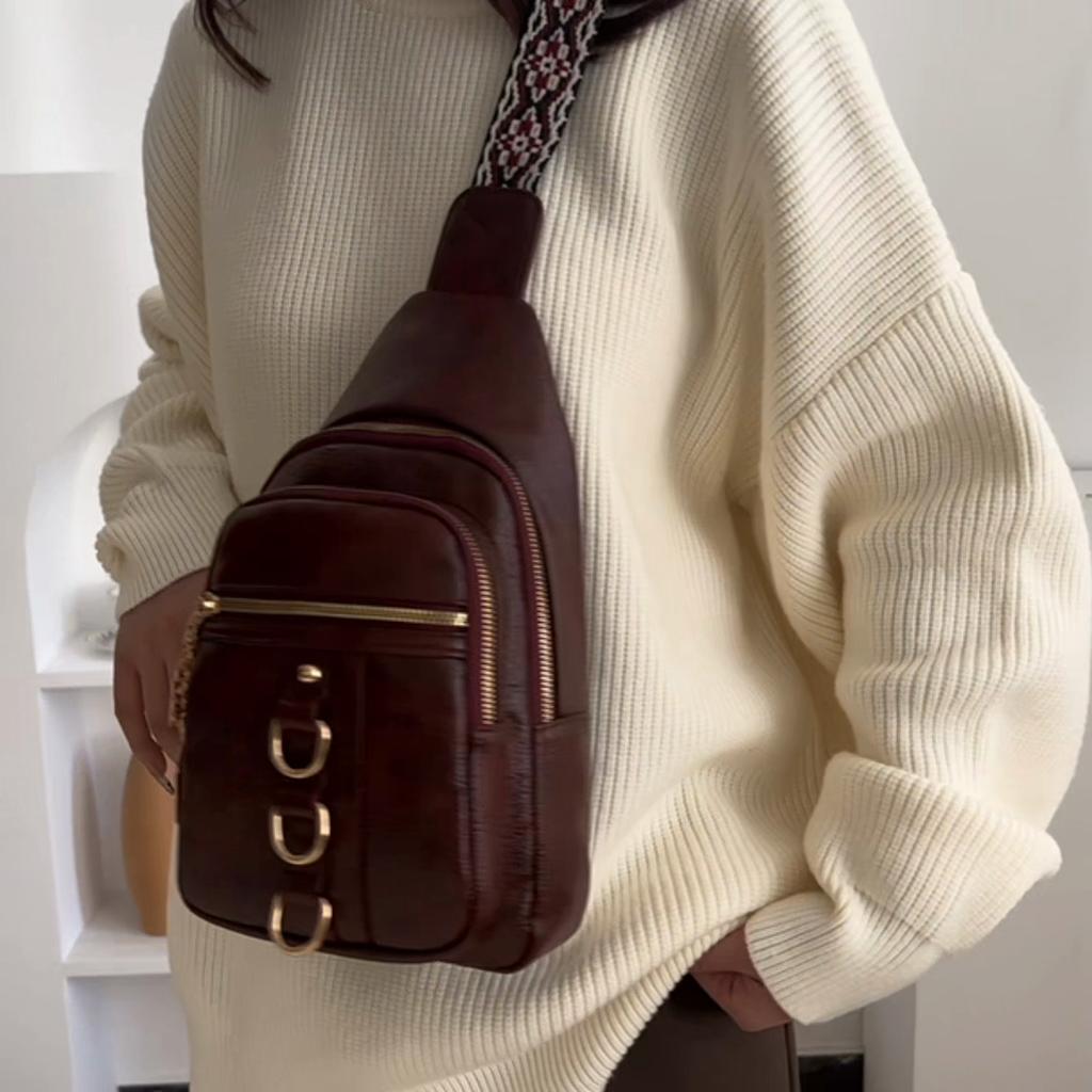 Женская сумка-ретро на грудь, однотонная сумка через плечо, поясная сумка