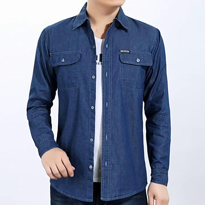 Cozy Up New Men's Denim Shirt Spring Summer Jean Shirts Male Handsome Business Shirt Casual Oversize Tops