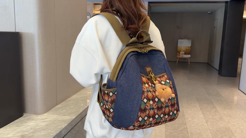 Джинсовый женский рюкзак ретро повседневный лоскутный школьная сумка водонепроницаемый женский большой емкости дорожные сумки через плечо для шопинга