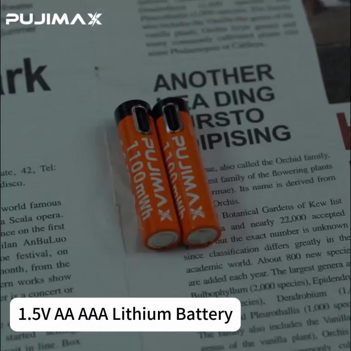 PUJIMAX AAA Аккумуляторная батарея 1,5 В 1100 мВтч Li-ion Тип-C Зарядка 2 шт.