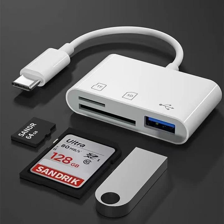 Адаптер 3 в 1 Typ-C для iPhone TF SD USB Картридер Картридер для смартфона Компьютера Автомобиля USB Type-C Адаптер