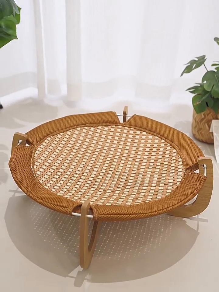 Летняя кошачья кровать, дышащая крутая кровать для котенка, деревянный гамак для кошек, коврик для домашних животных, спальная кровать