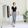 Summer High Waist Straight Pants for Women Plus Size Classic Elastic Waist Cotton Linen Trousers