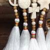 Подвеска-цепочка для свитера, деревянная бусина ручной работы, кисточки и подвеска-талисман мира, длинное ожерелье, женская цепочка
