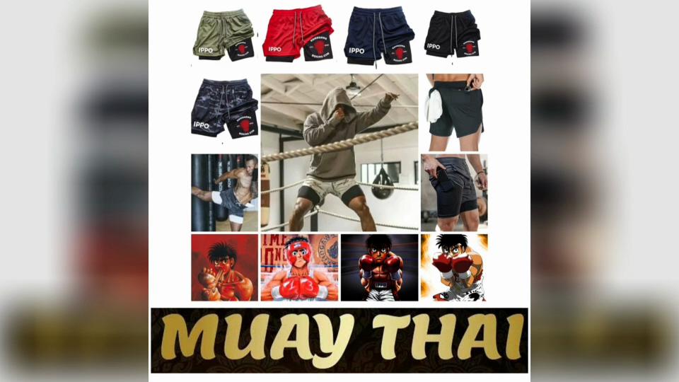 Аниме IPPO Muay Thai Kick Boxing UFC MMA Mixed Marcial Art Shorts Anime Men Women Unisex Double Layer Quick Dry Breathable Sport Gym Fitness Workout