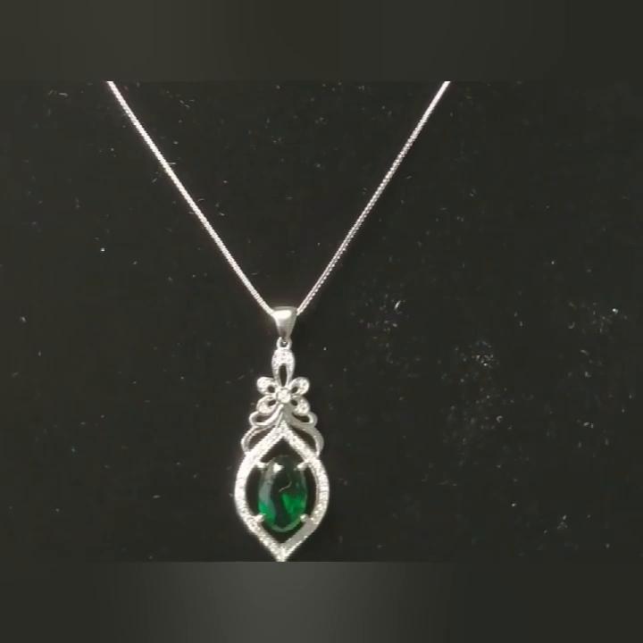 Umcho Ожерелье, созданное овальным изумрудом, драгоценным камнем, классические ожерелья и подвески с цепочкой, юбилей, день рождения, день Святого Валентина, ювелирные изделия, подарки