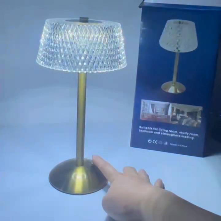 Acrylic Table Lamp Stepless Room Atmosphere Light LED Night Light European USB Charging Touch Dimming Table Lamp Coffee/Bar/Hotel/Bedroom Decorative