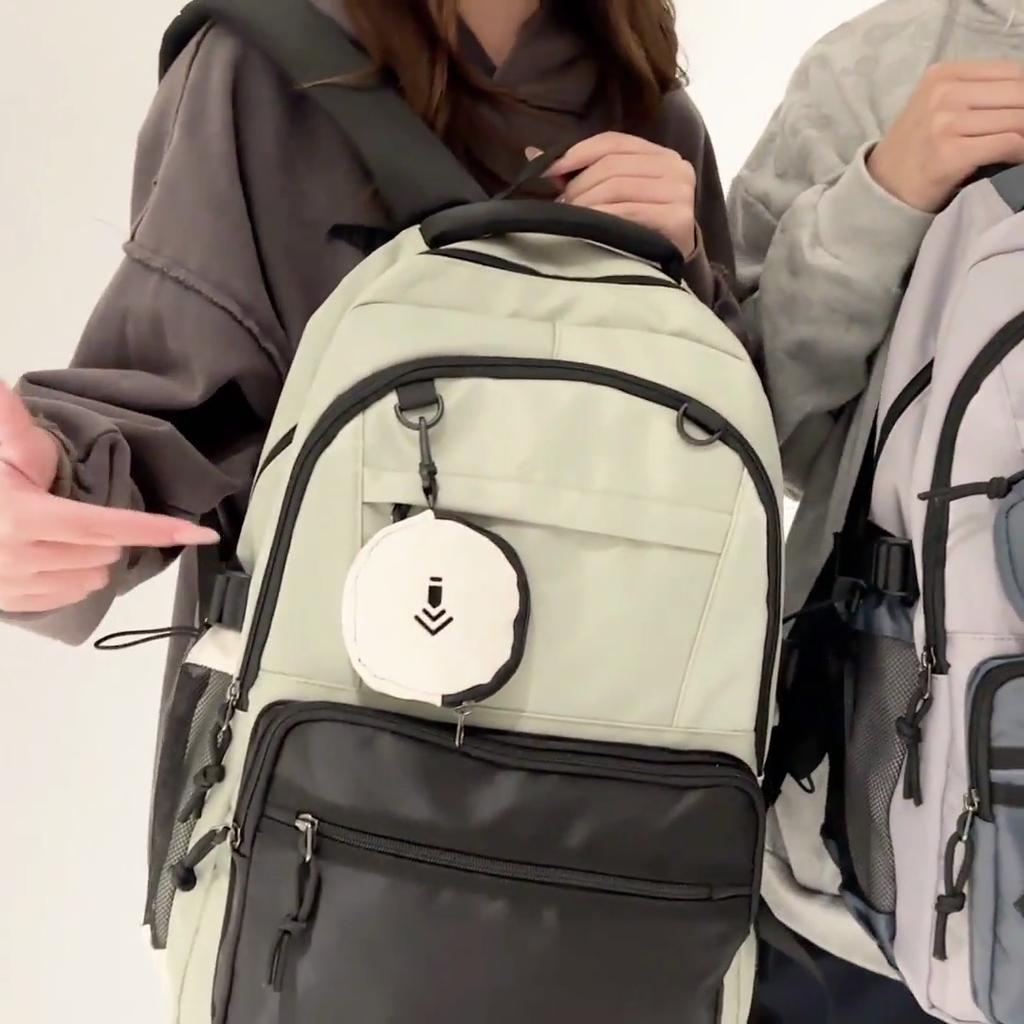 Junior High School Schoolbag Women Large Capacity Backpack Men Color Block Backpack