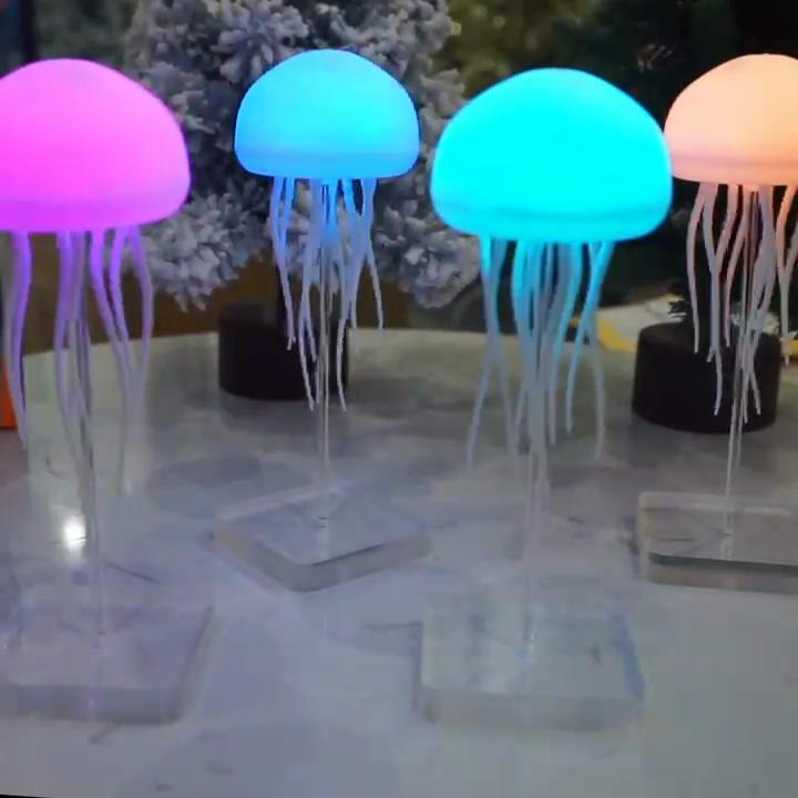 Интеллектуальная лампа-медуза с голосовым управлением, рассеянный свет, ночник, подвижная сенсорная ножка, ослепительный цвет, плавная смена цвета