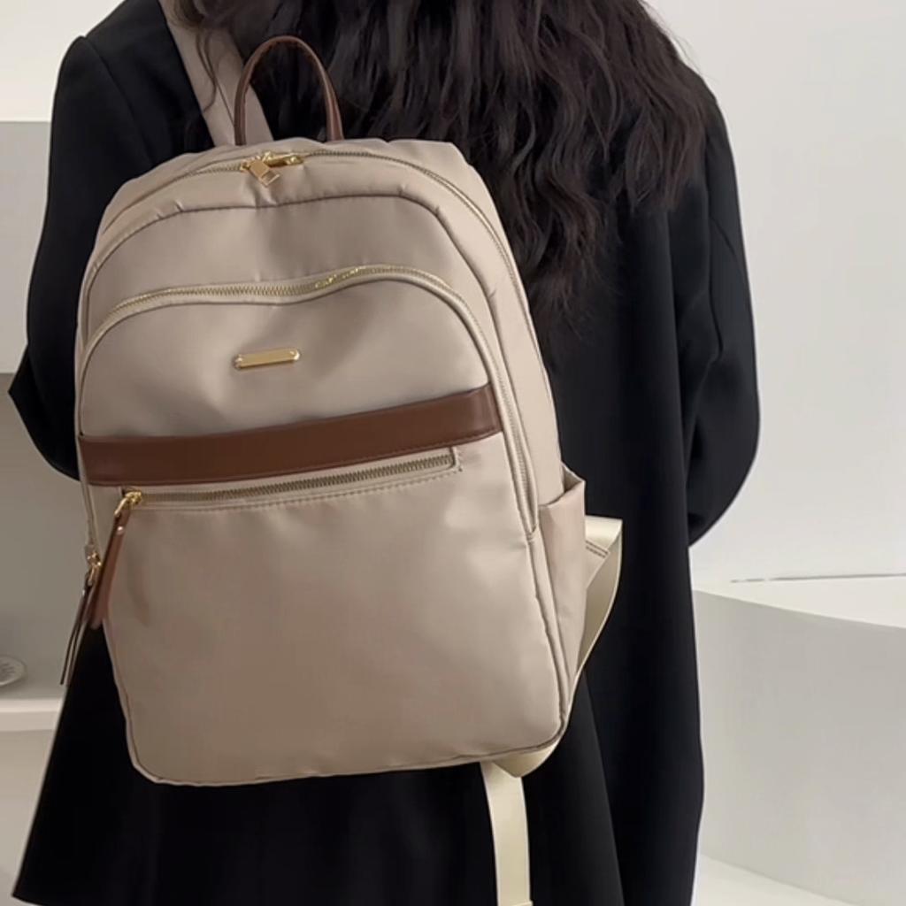 Nylon Color Block Backpack Women's Lightweight Travel Backpack Student Commuter Computer Schoolbag