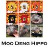 Футболка с принтом крошечного бегемота Moo Deng Tiny Baby Hippo Star Thailand Cute Pygmy Hippo Unisex для мужчин и женщин, для детей на Хэллоуин, с изображением летучей мыши и тыквы, с коротким рукавом и круглым вырезом