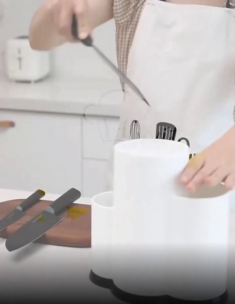 Knife Holder Multi-Function Utensil Stand Knife Block PP Flatware Drainer Storage Box Spoon Fork Kitchen Organizer Rack