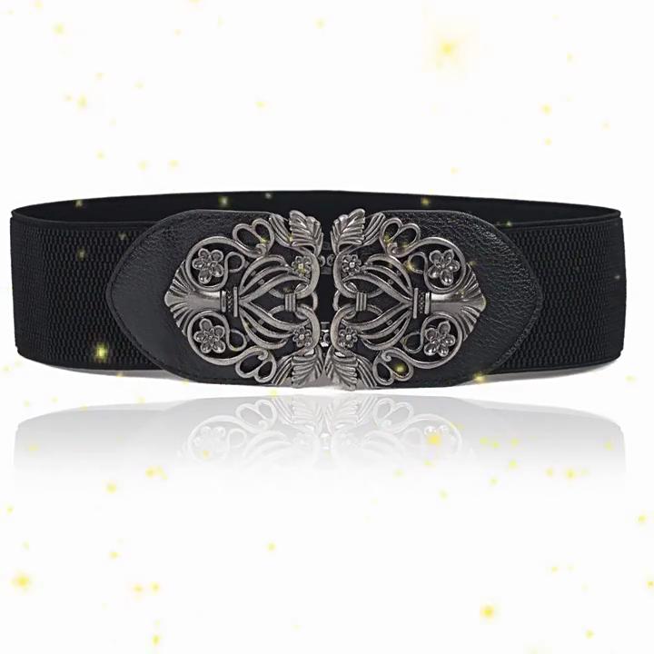 Корейский суд, винтажный широкий ремень с гравировкой, женский универсальный эластичный пояс, широкий пояс