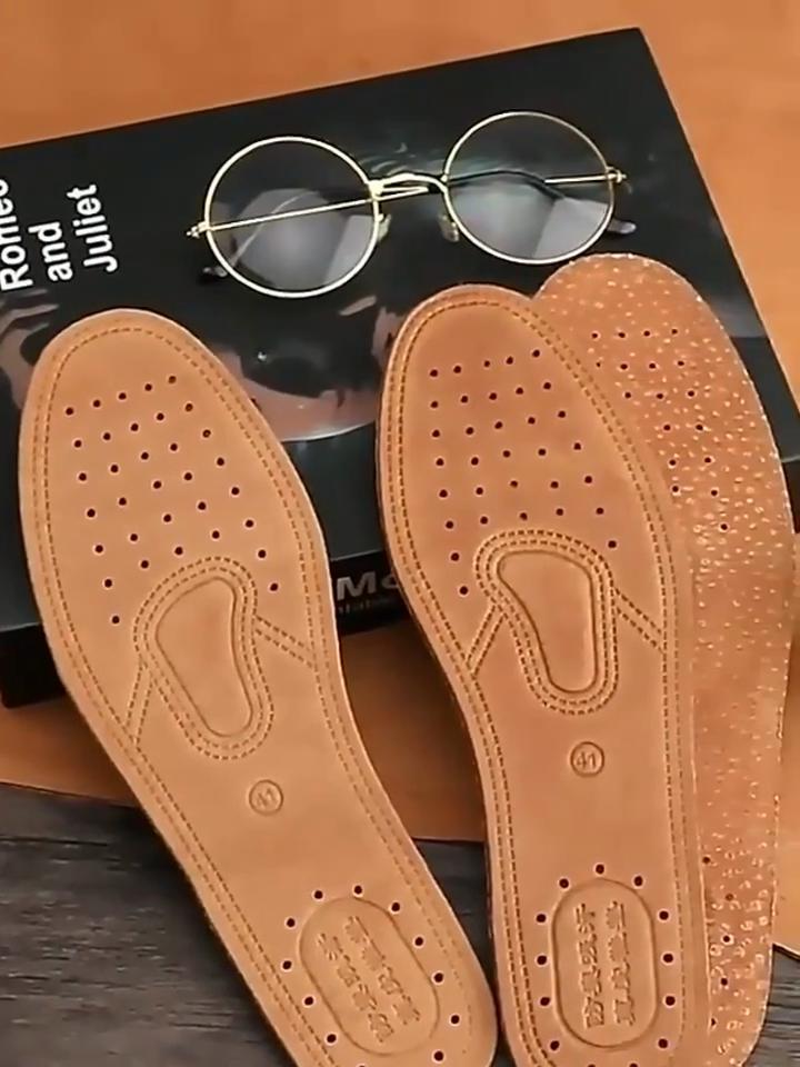 Утолщенные стельки из натуральной кожи, впитывающие влагу, дышащие, дезодорирующие, для мужчин и женщин