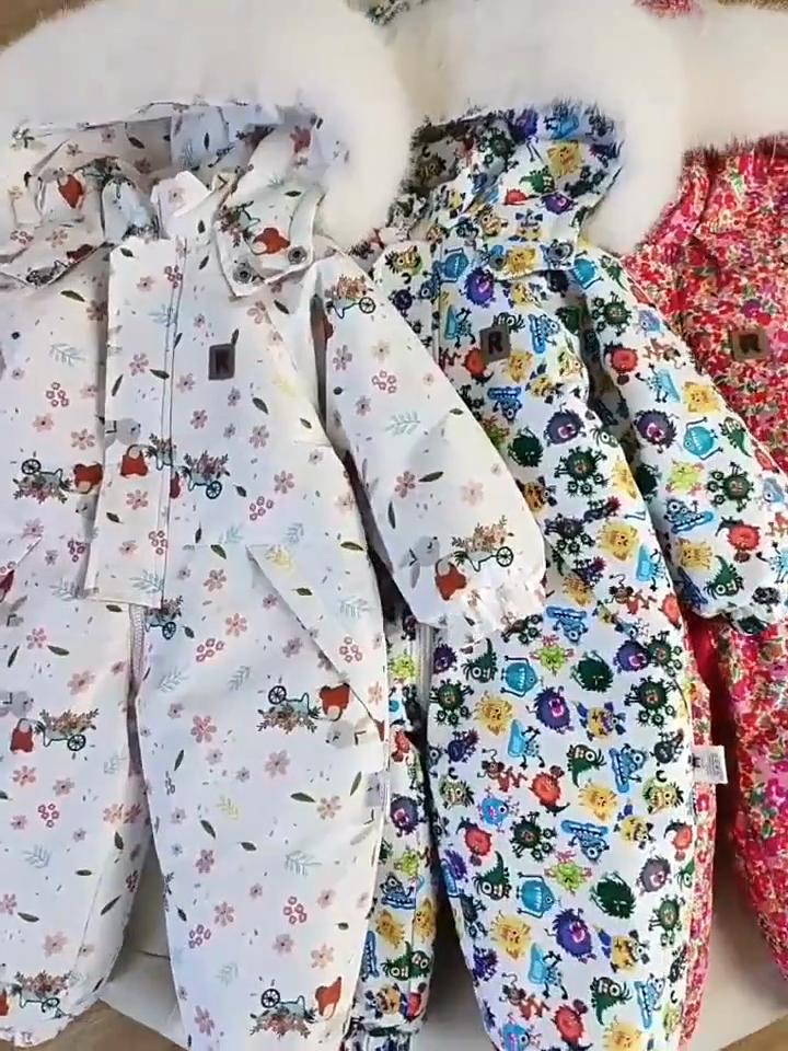 Baby Autumn Winter Ski Suit Thicken Baby Jumpsuit Warm Children Clothing Set Waterproof Hooded Boys Overalls New Baby Girls Snowsuit 2024 New