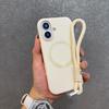 Для Magsafe Liquid Silicone Lanyard Case для iPhone 16 15 14 13 12 11 Pro Max 16 Plus Microfiber Indoor Bracelet Cover