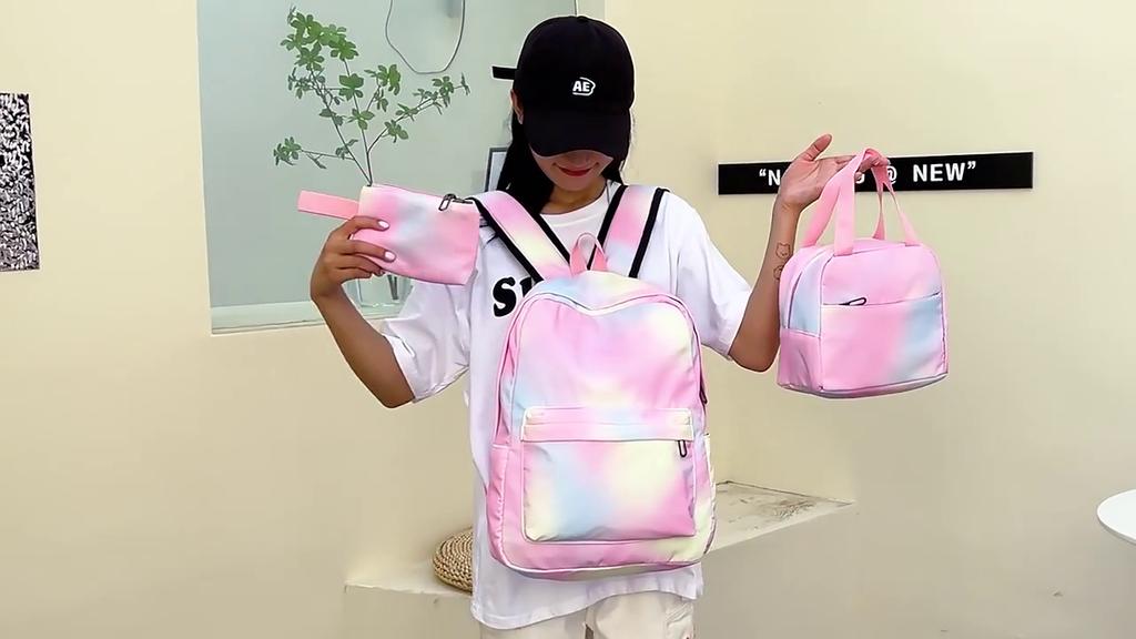 3Pcs/Set Chainsaw Man Kawaii Casual School Bag Colorful Backpack Set Girl with Lunch Bag for Women Student Teenager Rucksack Pencil Case