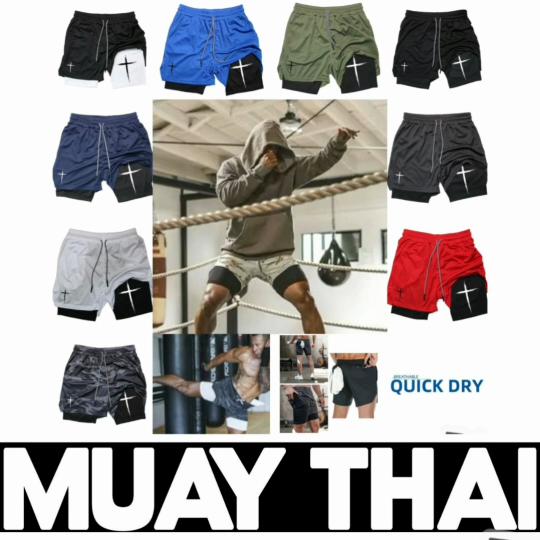 Cross Christian God Muay Thai Kick Boxing UFFC MMA Shorts Men Women Unisex Double Layer Quick Dry Breathable Training Sport Gym Fitness Workout