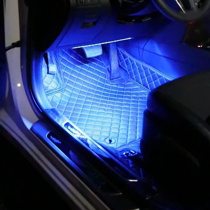Светодиодная подсветка для ног автомобиля, окружающая лампа с беспроводным USB-пультом дистанционного управления музыкой, несколько режимов, декоративное освещение для интерьера автомобиля