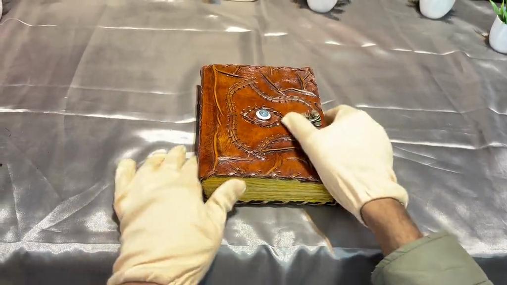 Hocus Pocus Eye Leather Journal Vintage Antique Deckle Edge Sketchbook